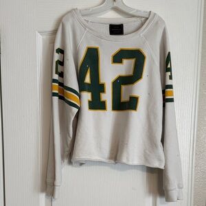 Retro Brand Free People White Sweatshirt with Green and Yellow Accents